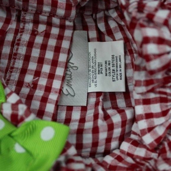 Rare Editions Baby Girls Strawberry Gingham Seersucker Dress Size 12M - Picture 4 of 8